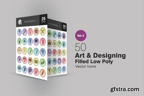 Emoticons, Traffic Signs, Home Electronics, Art & Designing Filled Low Poly Icons