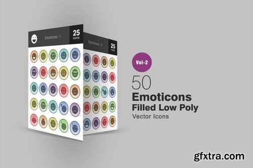 Emoticons, Traffic Signs, Home Electronics, Art & Designing Filled Low Poly Icons