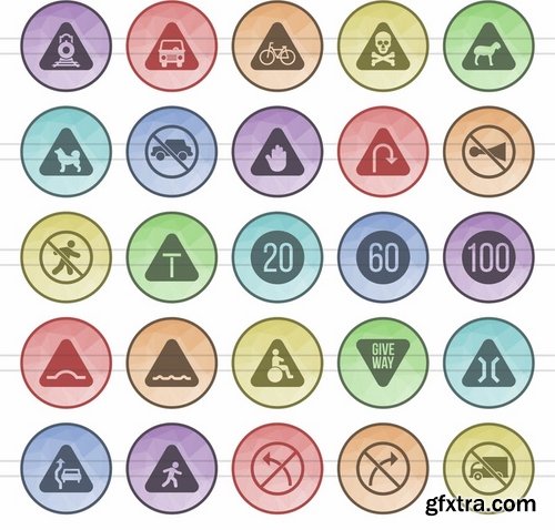 Emoticons, Traffic Signs, Home Electronics, Art & Designing Filled Low Poly Icons