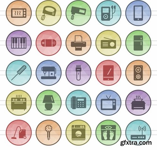 Emoticons, Traffic Signs, Home Electronics, Art & Designing Filled Low Poly Icons