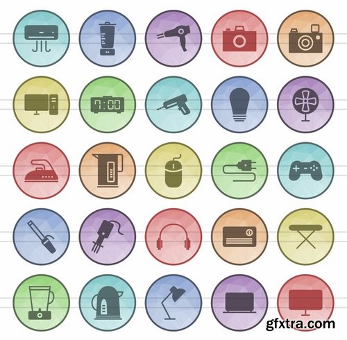 Emoticons, Traffic Signs, Home Electronics, Art & Designing Filled Low Poly Icons