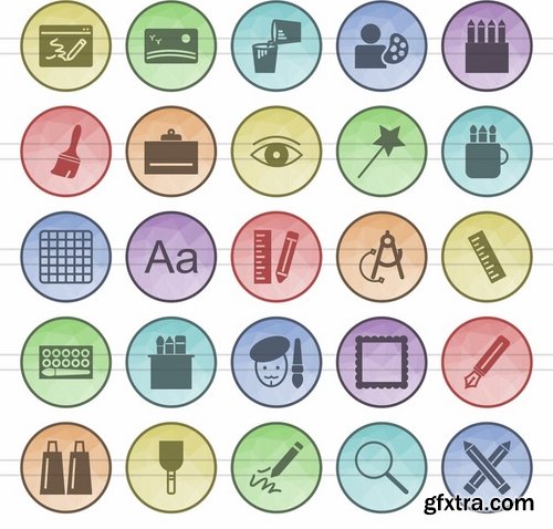 Emoticons, Traffic Signs, Home Electronics, Art & Designing Filled Low Poly Icons