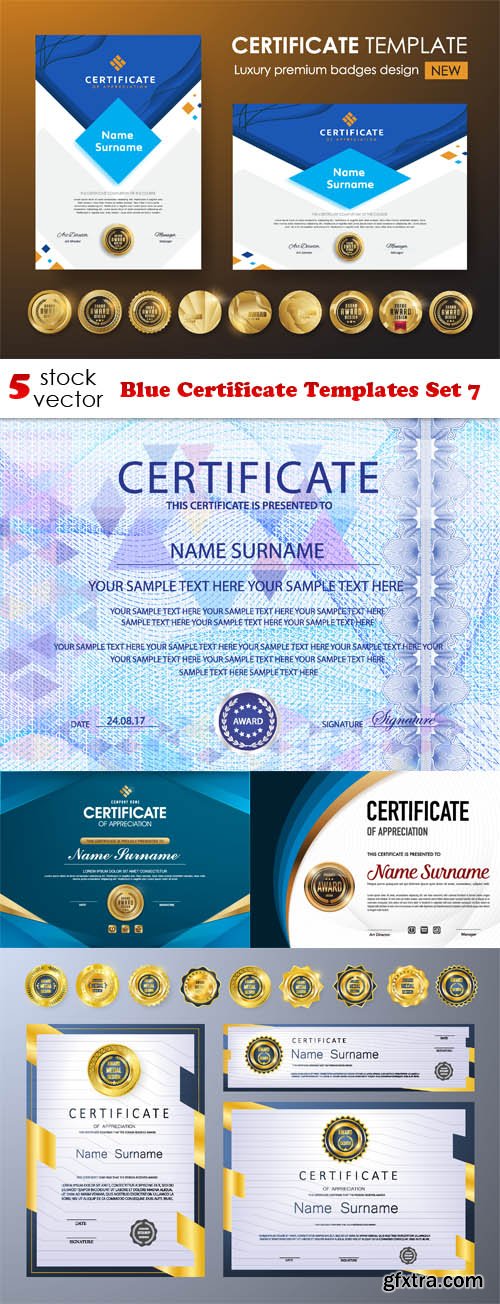 Vectors - Blue Certificate Templates Set 7