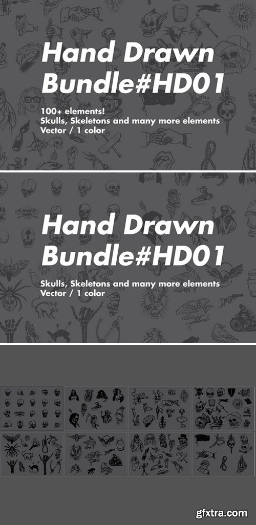 CM - Hand Drawn SKULLS Bundle HD01 2429221