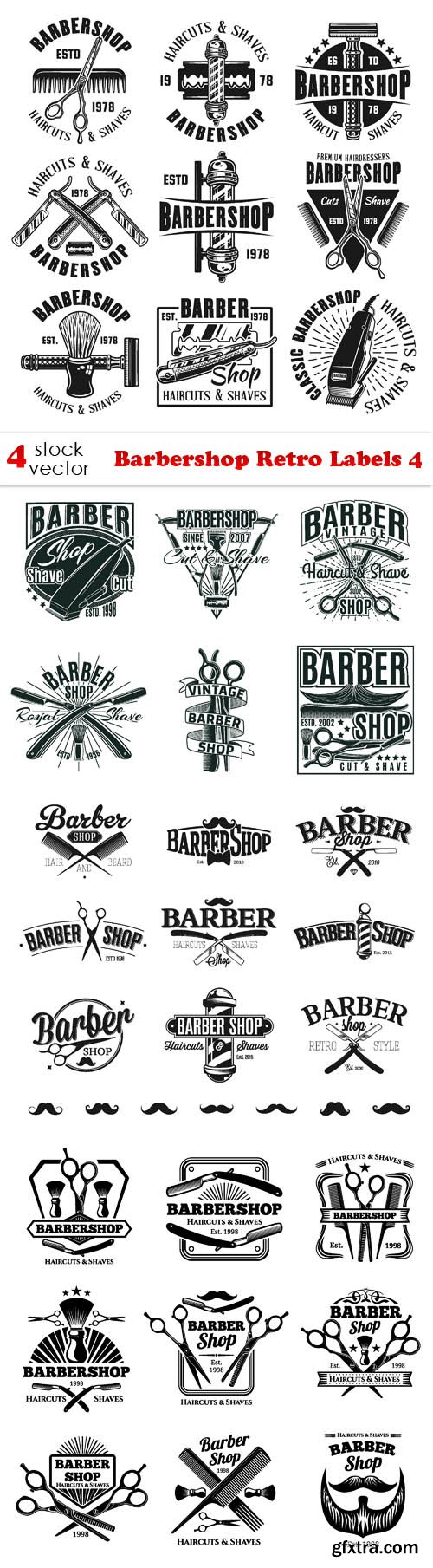 Vectors - Barbershop Retro Labels 4