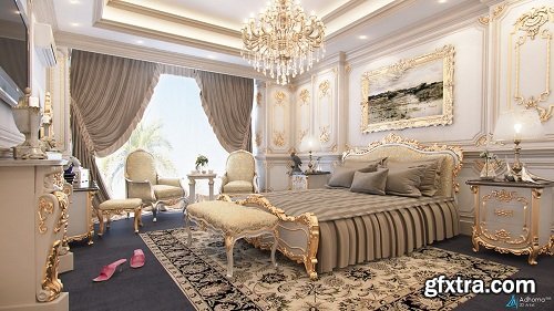 Classic bedroom Interior Scene