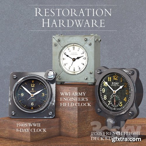 3dsky - RH CLOCK DECORATION SET OF 3