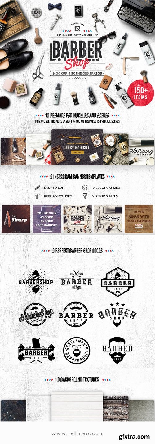 CreativeMarket Barber Shop - Mockup Generator 2430479