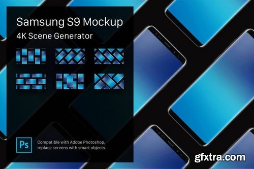 Samsung S9 Mockup 4K Scene Generator