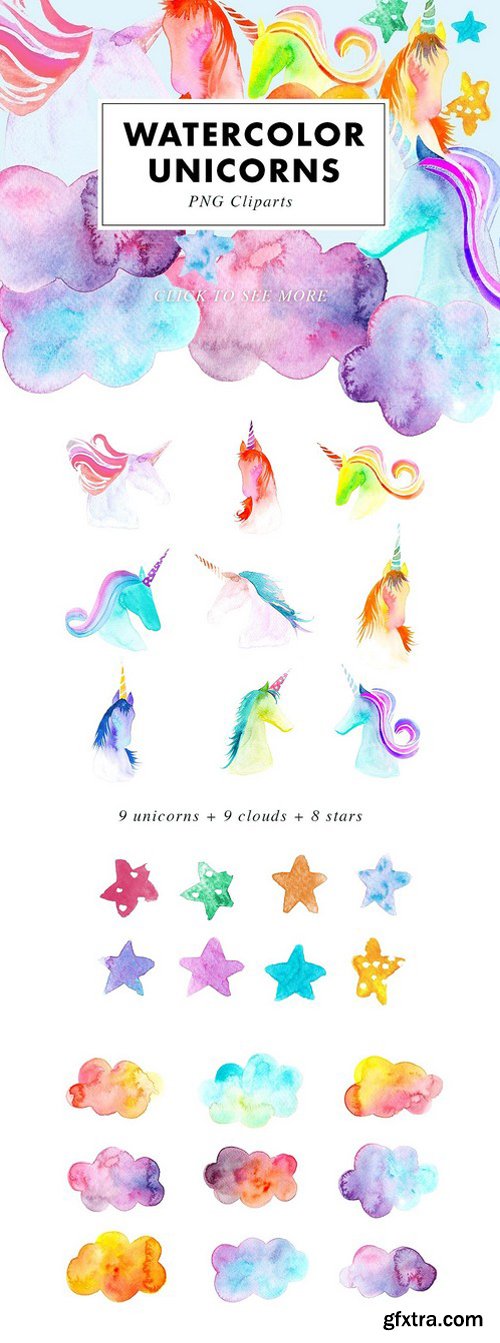 CM - 26 Watercolor Unicorn Illustrations 2413134