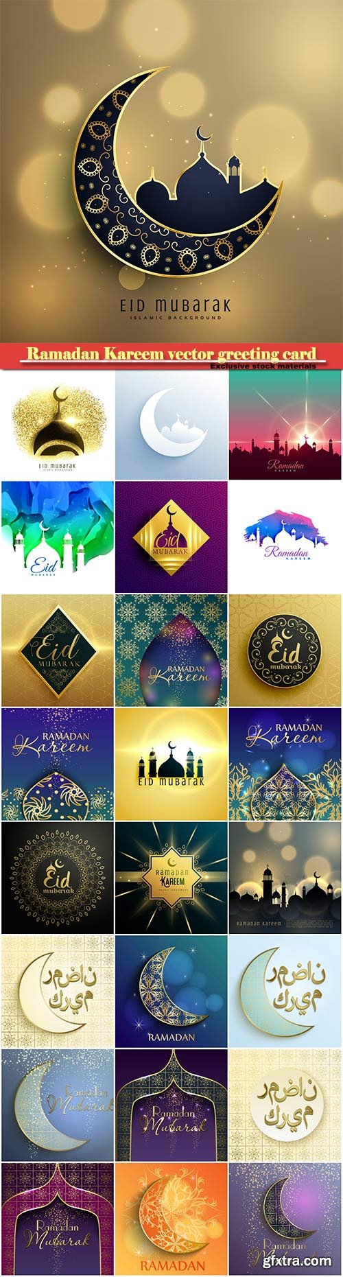 Ramadan Kareem vector greeting card, islamic background