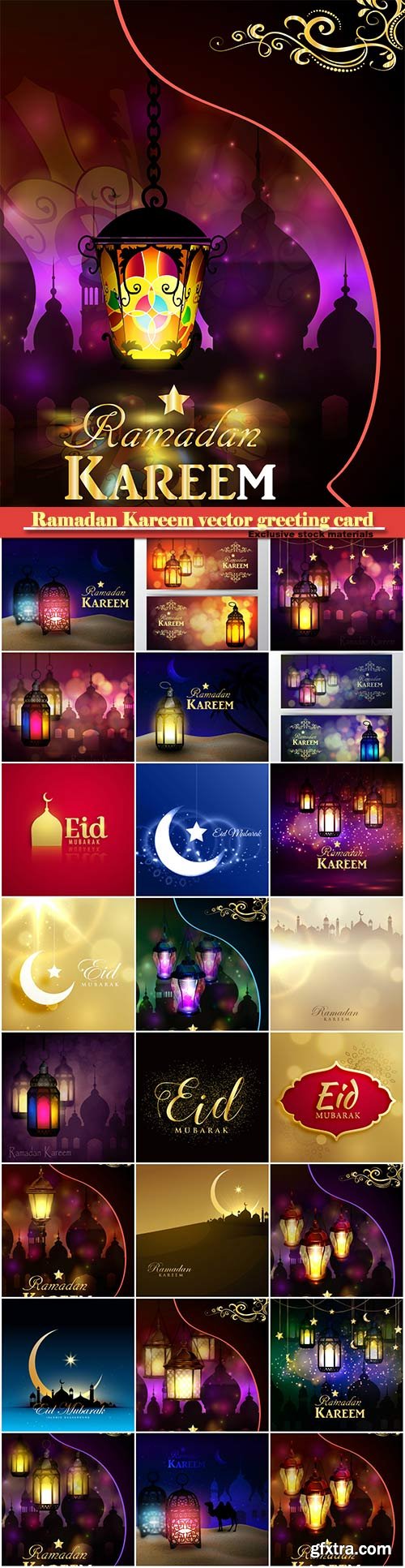 Ramadan Kareem vector greeting card, islamic background