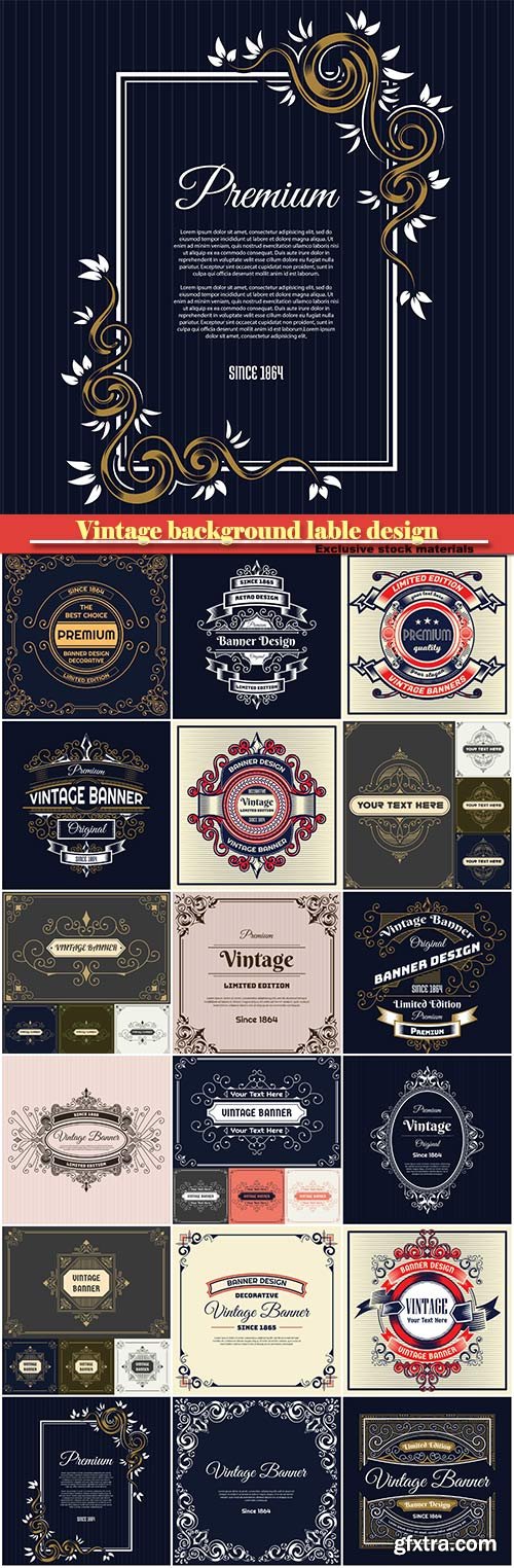 Vintage background label design template with decorative ornament