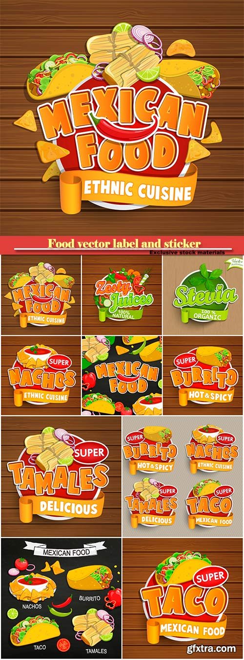 Food vector label and sticker