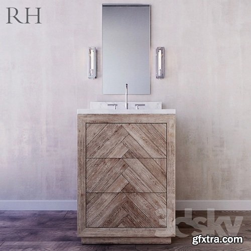 Restoration Hardware HERRINGBONE POWDER VANITY 3d Model