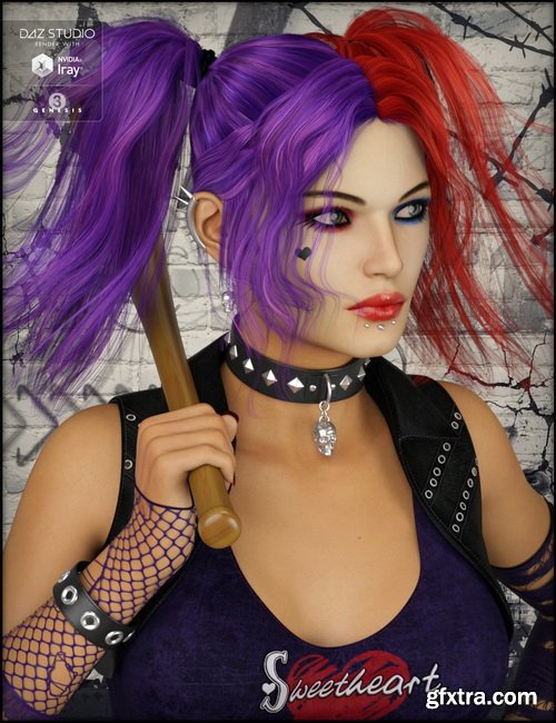 Daz3D - Comic Villain Bundle –Character, Outfit, Hair, Jewellery, Poses and More