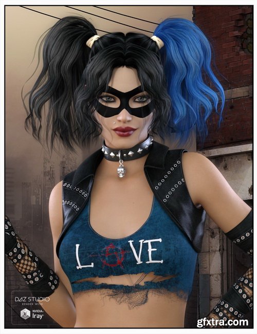 Daz3D - Comic Villain Bundle –Character, Outfit, Hair, Jewellery, Poses and More