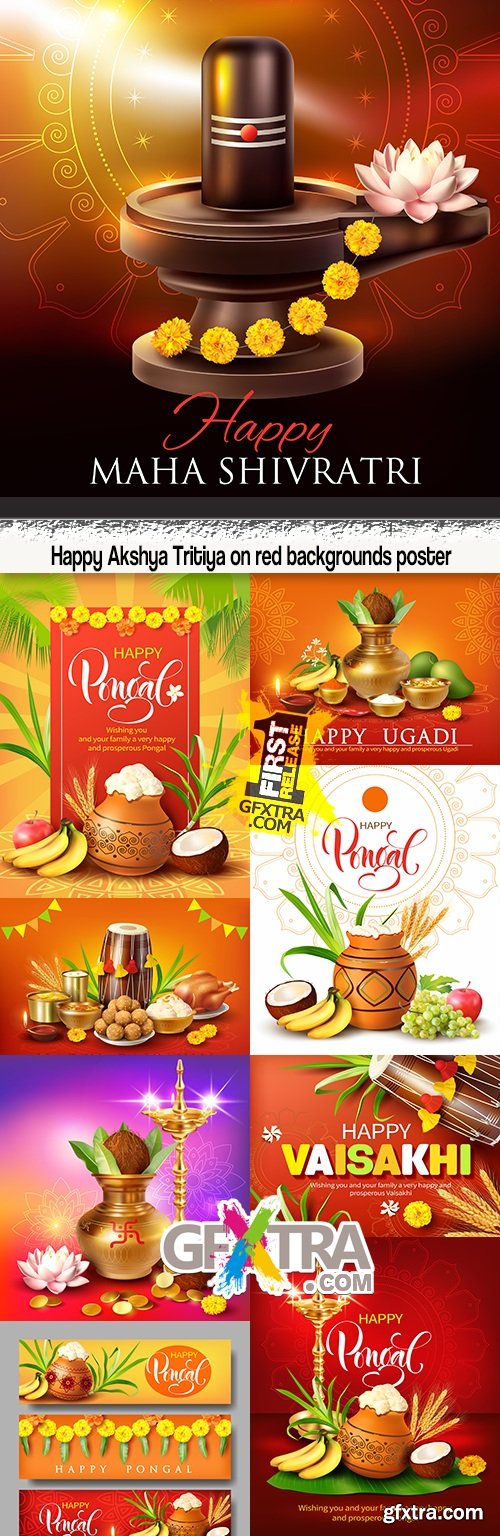 Happy Akshya Tritiya on red backgrounds poster