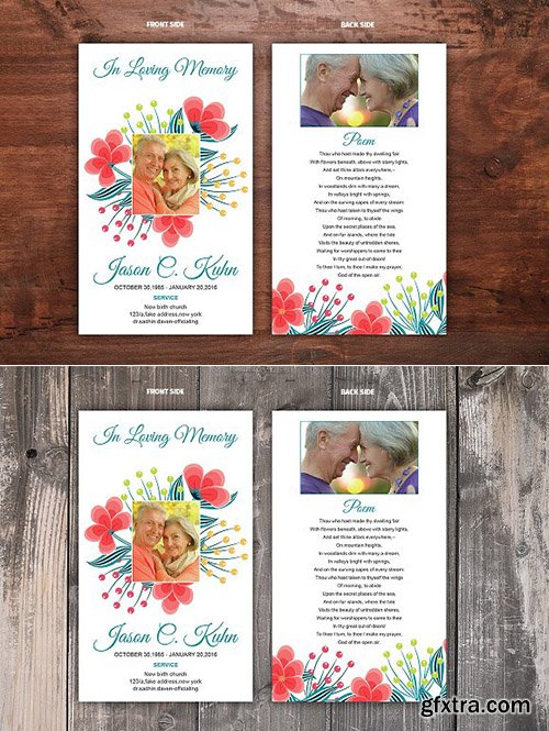 CreativeMarket - Funeral Prayer Card Template 2532643