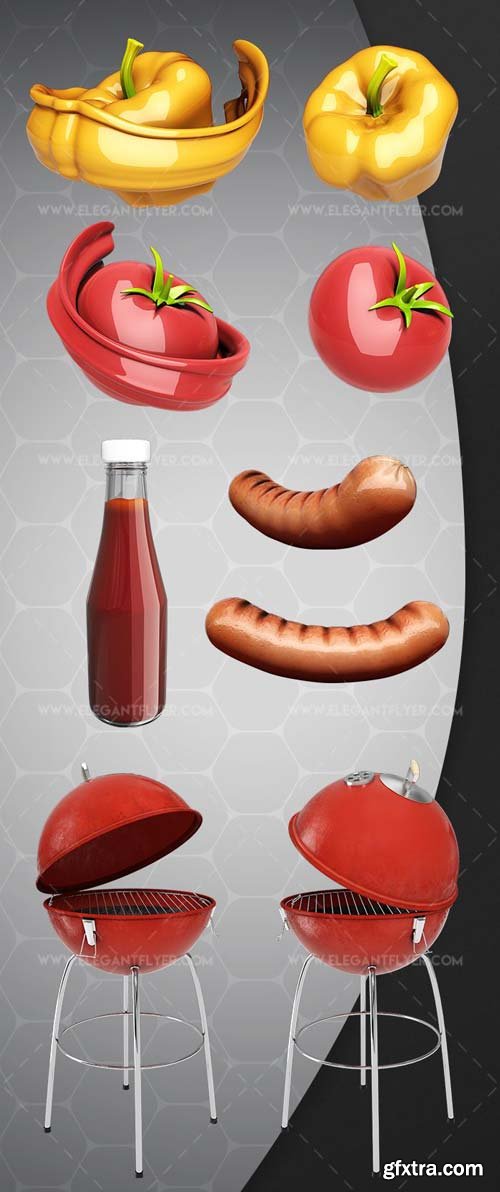 BBQ Set V1 2018 3d Render Templates