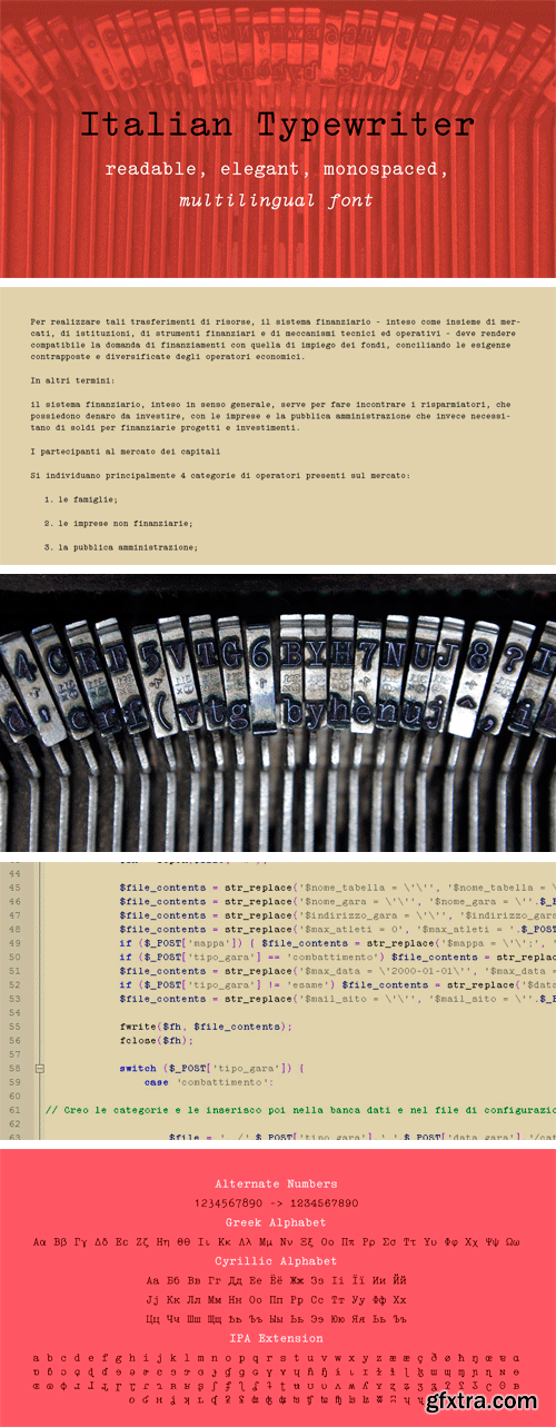 Italian Typewriter Font Family