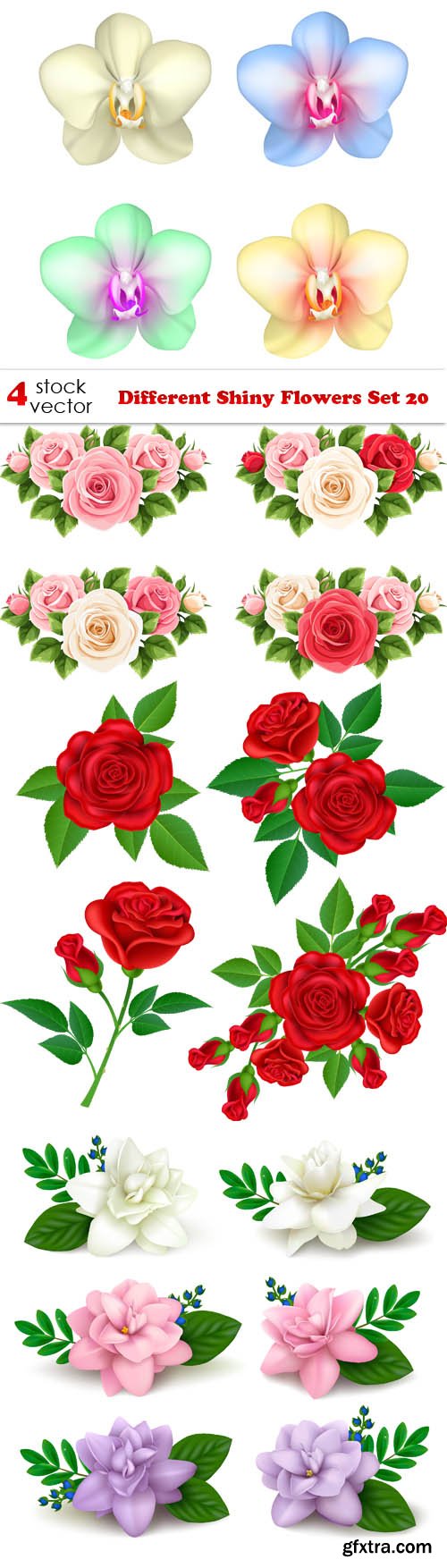 Vectors - Different Shiny Flowers Set 20