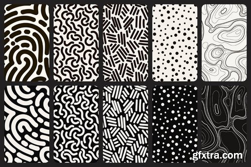 50 Abstract Doodle Seamless Patterns