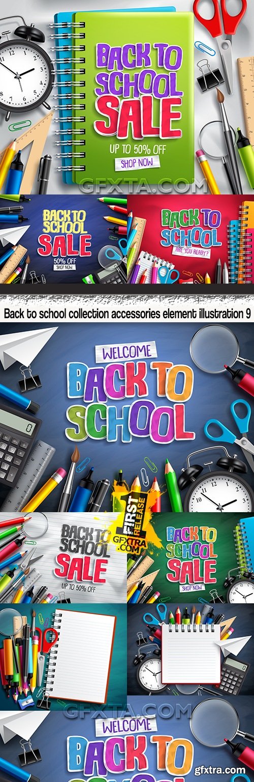 Back to school collection accessories element illustration 9
