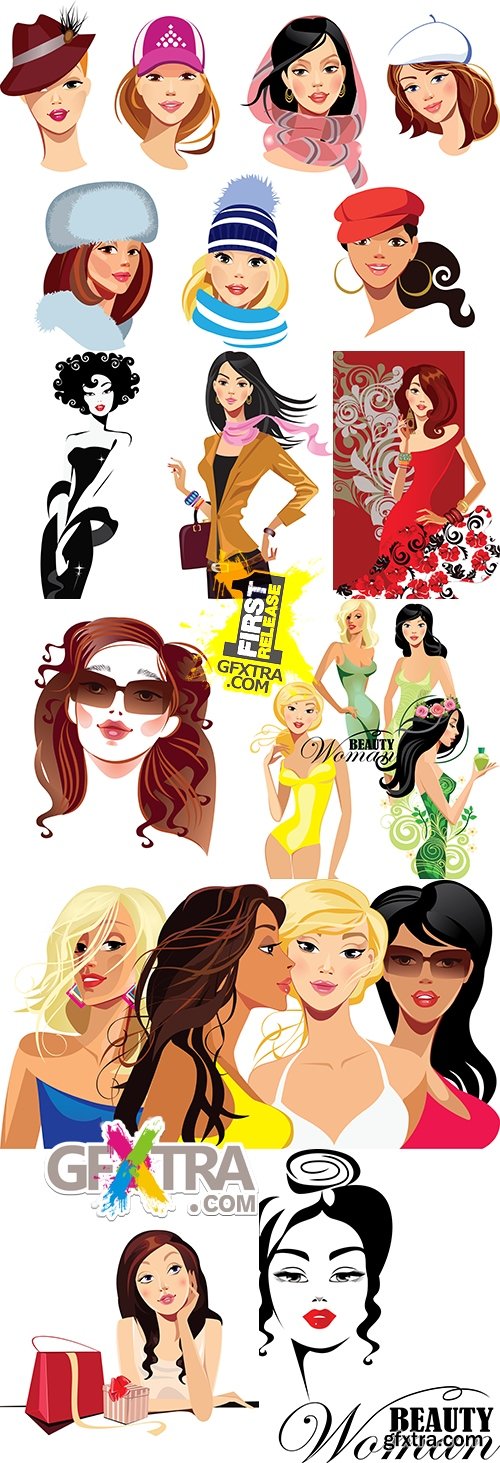 Glamorous fashion beauty girls vector illustration