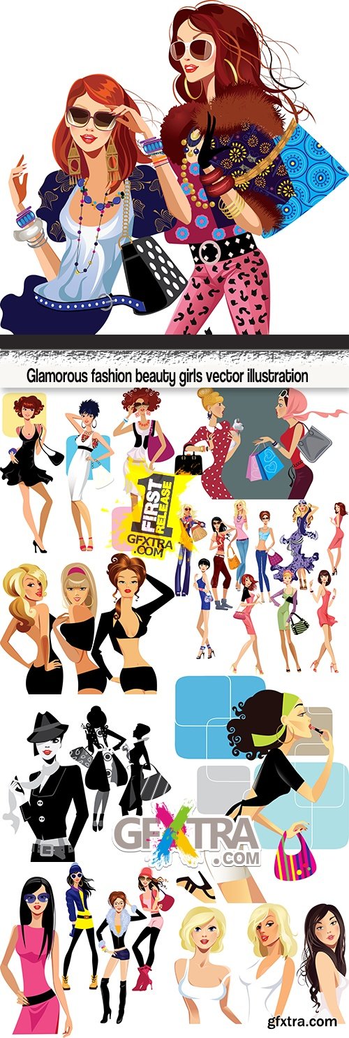 Glamorous fashion beauty girls vector illustration