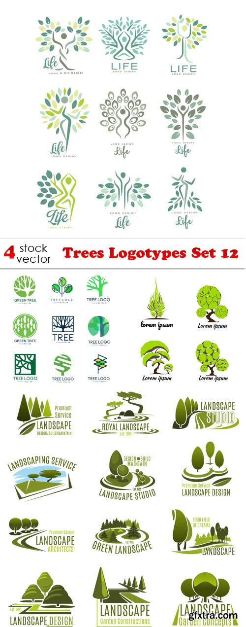 Vectors - Trees Logotypes Set 12