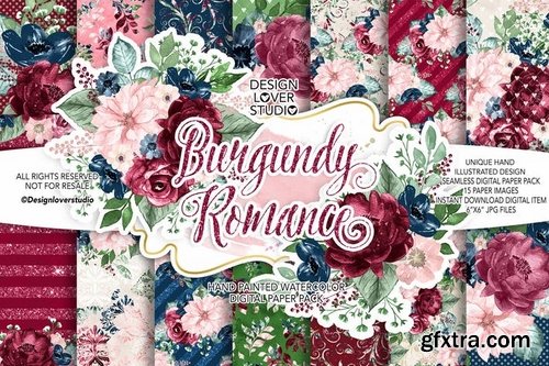 Burgundy Romance digital paper