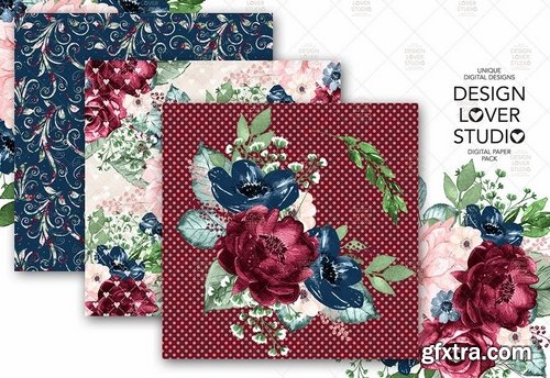 Burgundy Romance digital paper