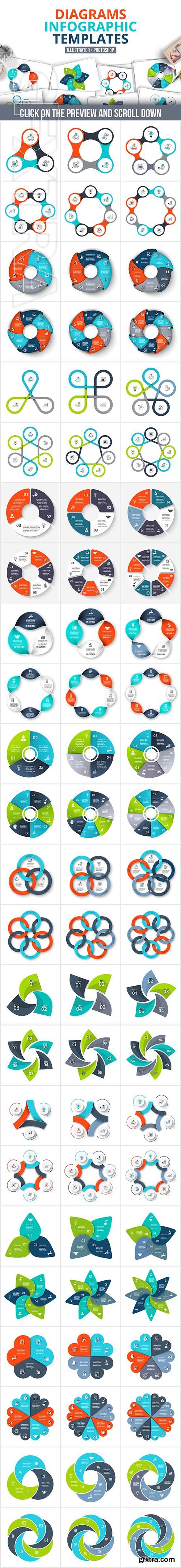 CreativeMarket - Diagrams infographic templates 967015