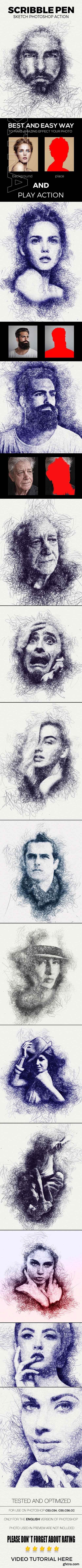 GraphicRiver - Scribble Pen Sketch Photoshop Action 21886396