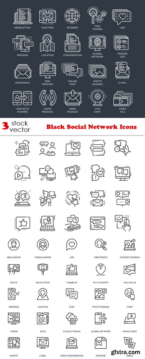 Vectors - Black Social Network Icons