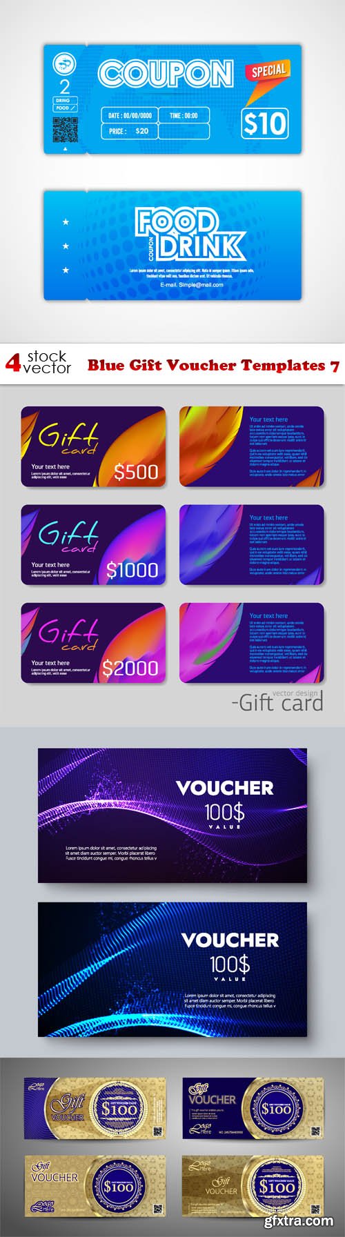 Vectors - Blue Gift Voucher Templates 7