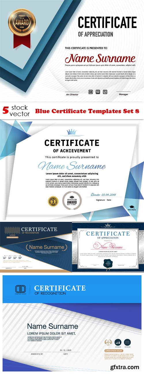 Vectors - Blue Certificate Templates Set 8