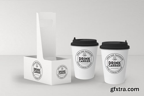 Coffee Drink Take out Carrier MockUp Vol2