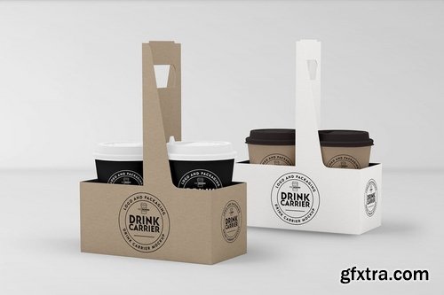 Coffee Drink Take out Carrier MockUp Vol2