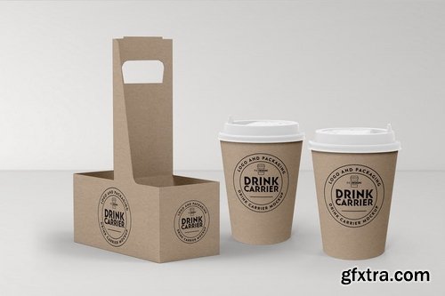 Coffee Drink Take out Carrier MockUp Vol2