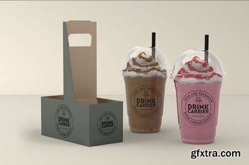 Coffee Drink Take out Carrier MockUp Vol2