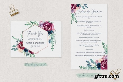 Wedding Invitation Set - Burgundy & Navy