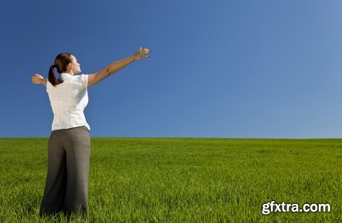 Business lady in the meadow grass field 25 HQ Jpeg