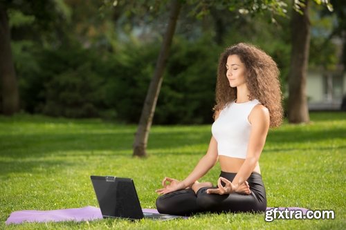 Business lady in the meadow grass field 25 HQ Jpeg