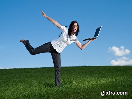 Business lady in the meadow grass field 25 HQ Jpeg