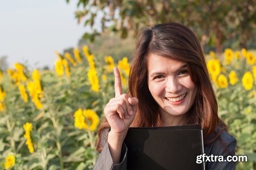 Business lady in the meadow grass field 25 HQ Jpeg