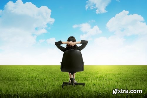 Business lady in the meadow grass field 25 HQ Jpeg