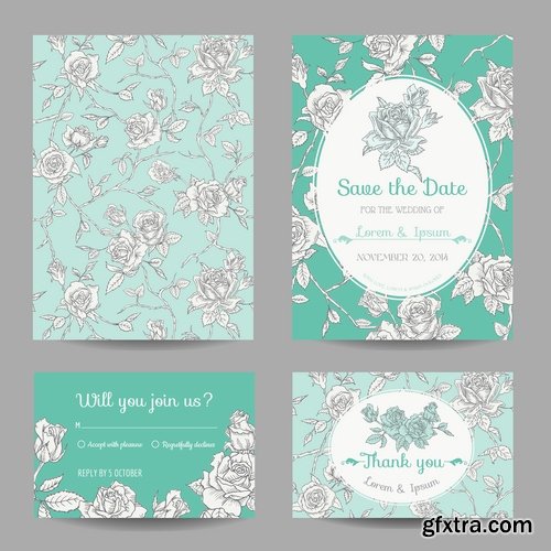 Wedding invitation card flyer template banner 25 EPS