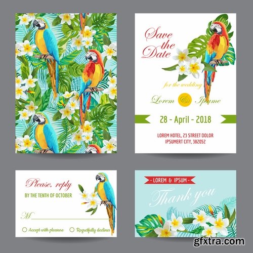 Wedding invitation card flyer template banner 25 EPS